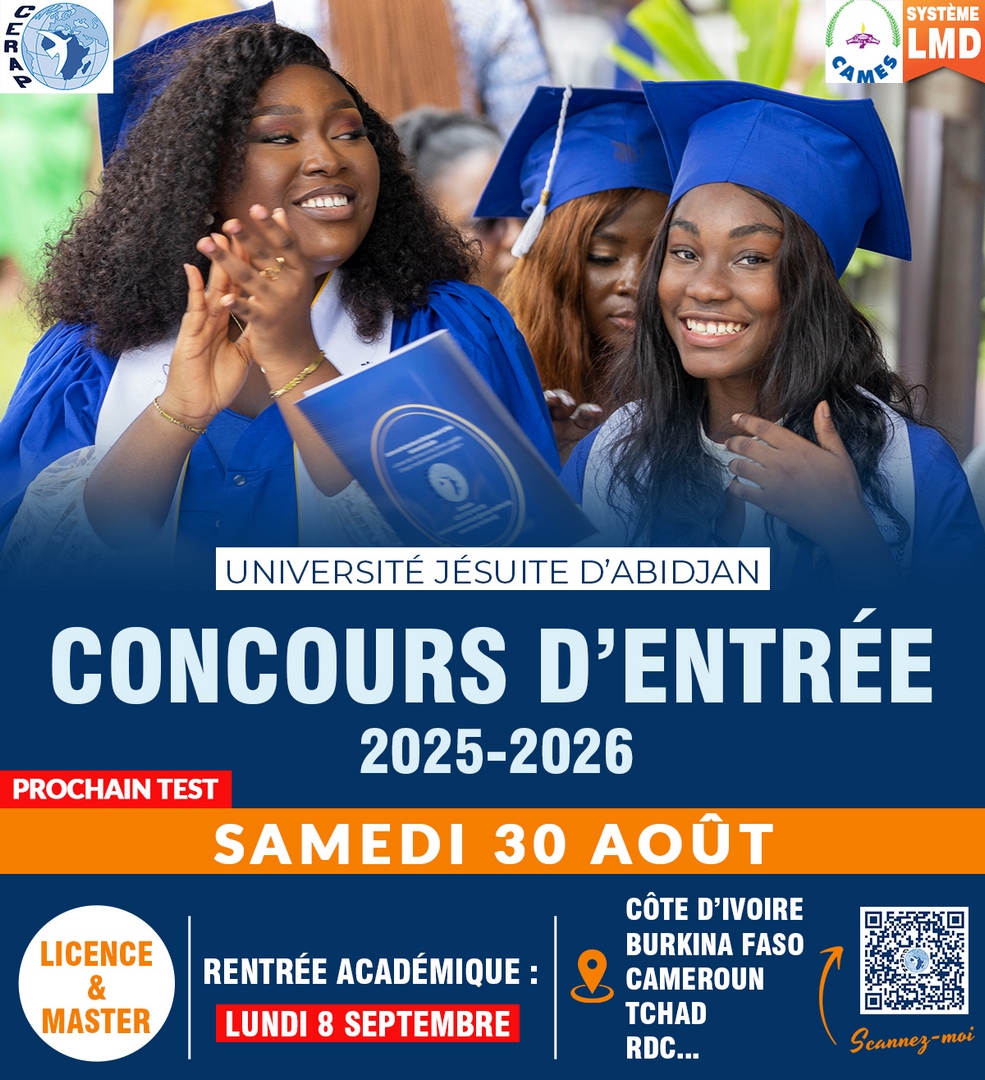 [UJA] : Ouverture des inscriptions pour le 3e test d’entrée 2025-2026 à l'Université Jésuite d'Abidjan (UJA)