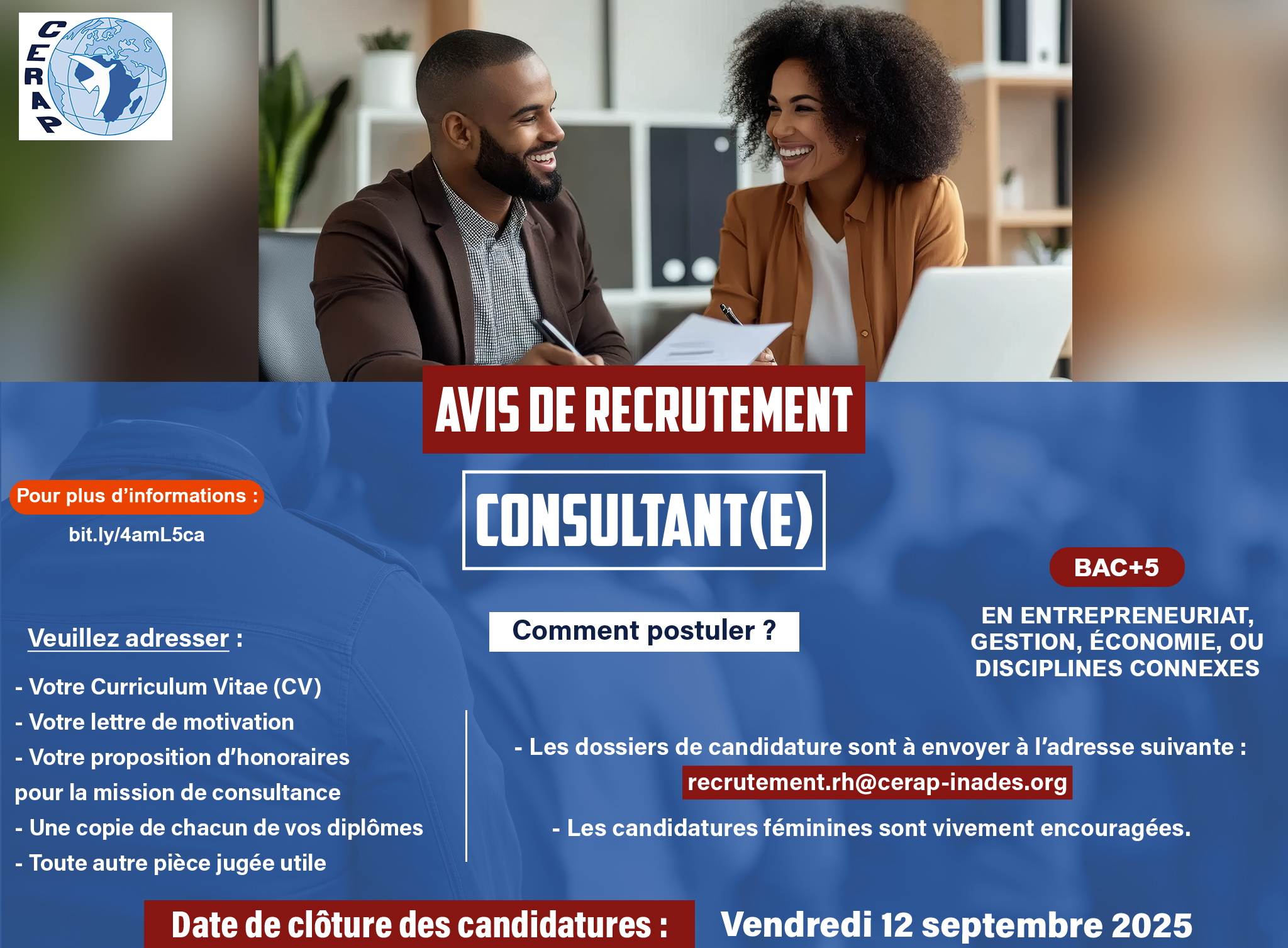 AVIS DE RECRUTEMENT UN(E) CONSULANT(E) EN MBA-ENTREPRENEURIAT