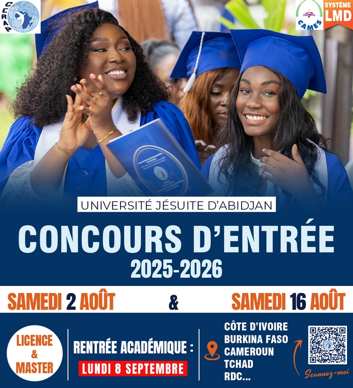 [UJA] : Ouverture des inscriptions pour le 1er et le 2e test d’entrée 2025-2026 à l'Université Jésuite d'Abidjan (UJA)