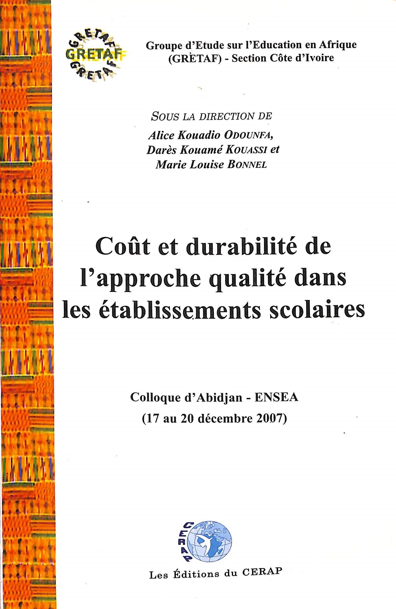 Couverture de  Coût de durabilité de l'approche qualité dans les établissements scolaires