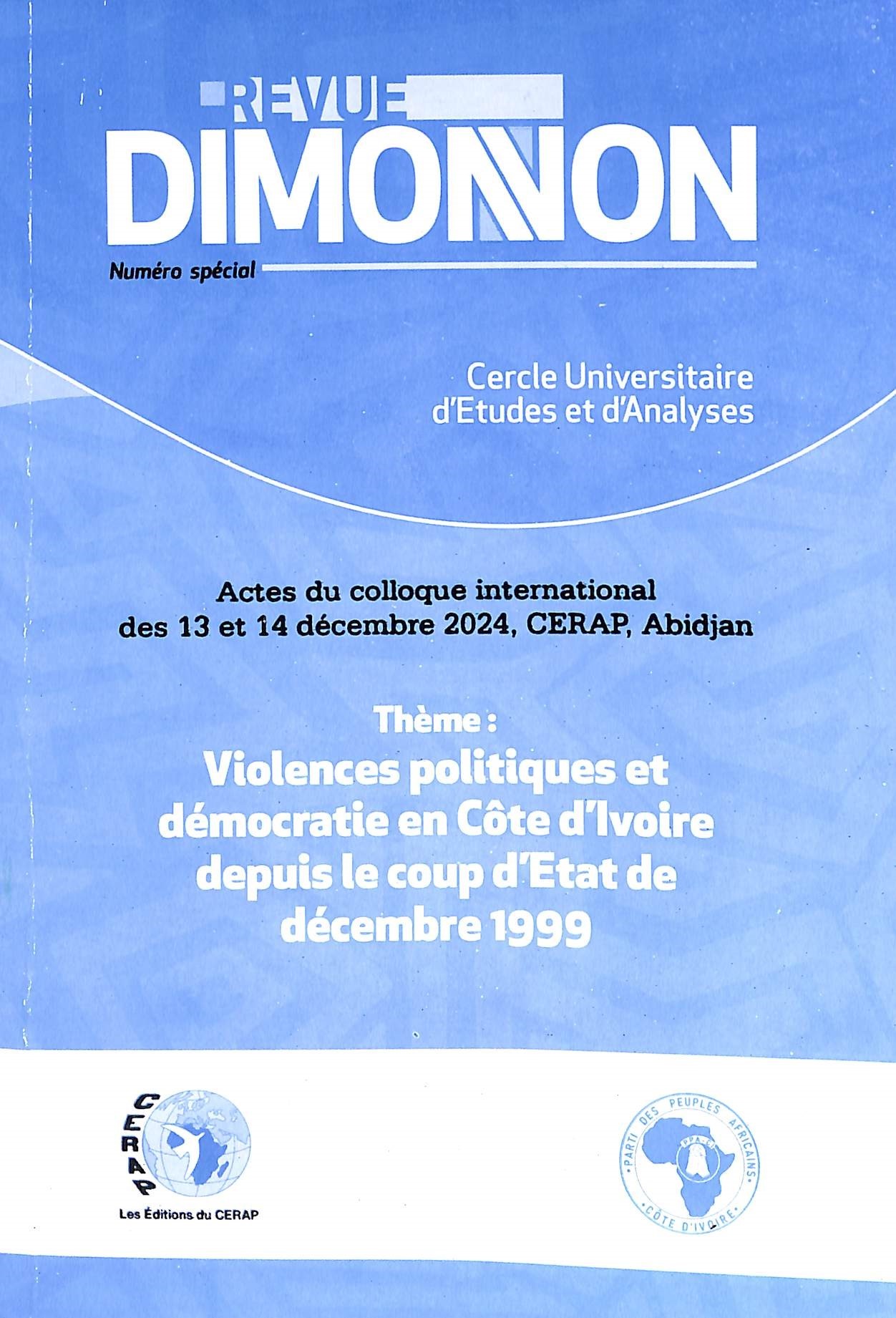 Couverture de  Revue DIMONNON: Numéro spécial