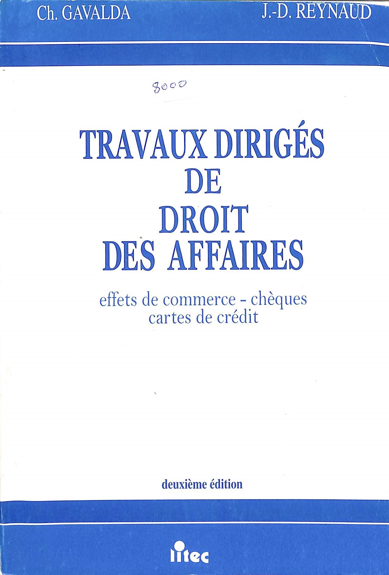 Couverture de  TRAVAUX DIRIGÉS DE DROIT DES AFFAIRES 